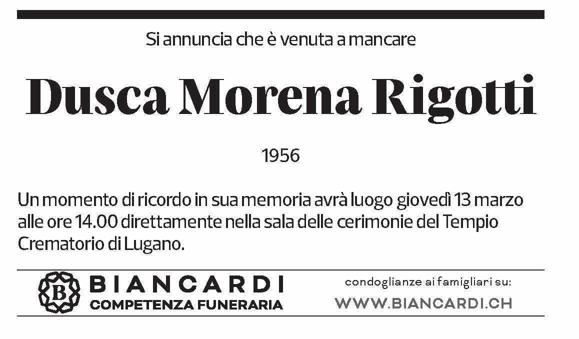 Annuncio funebre Dusca Morena Rigotti