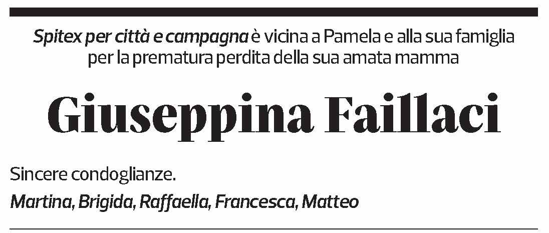 Annuncio funebre Giuseppina Faillaci