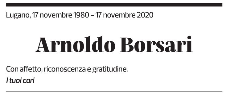 Annuncio funebre Arnoldo Borsari