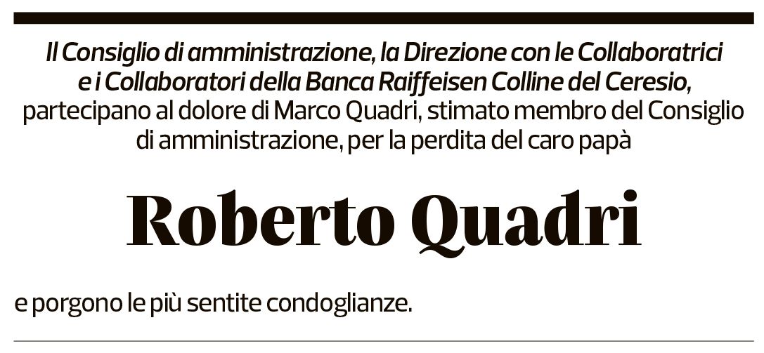Annuncio funebre Roberto Quadri
