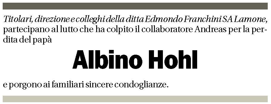 Annuncio funebre Albino Hohl