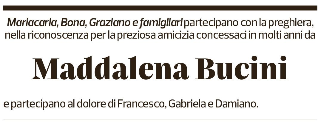 Annuncio funebre Maddalena Bucini