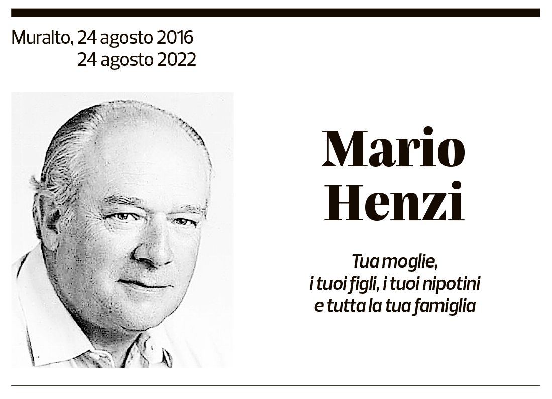 Annuncio funebre Mario Henzi