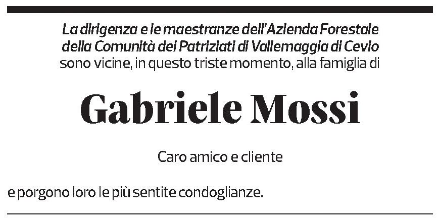 Annuncio funebre Gabriele Mossi