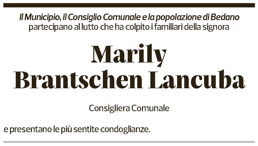 Annuncio funebre Marily Brantschen Lancuba
