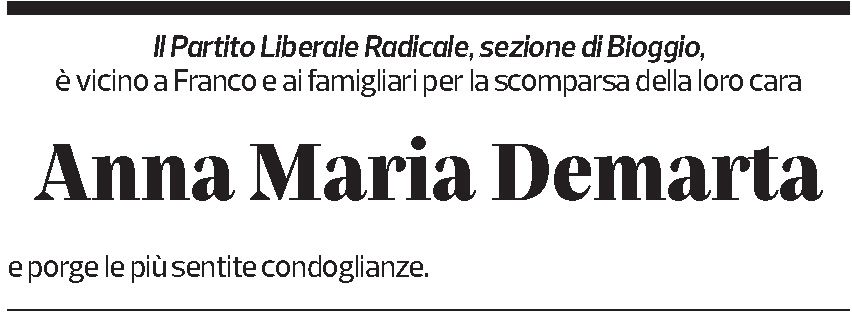 Annuncio funebre Anna Maria Demarta-monti