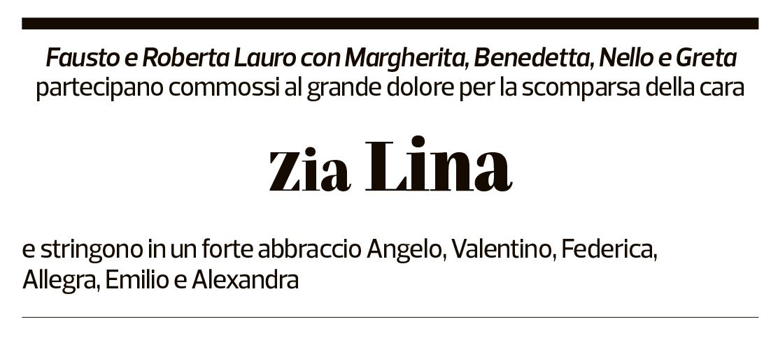 Annuncio funebre Cordialina Lina Zinetti