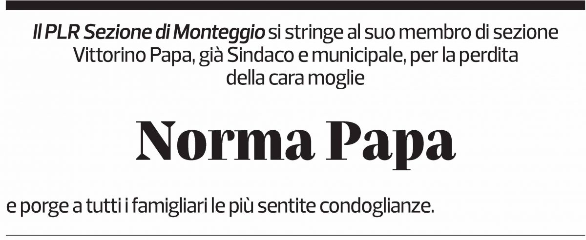 Annuncio funebre Norma Papa