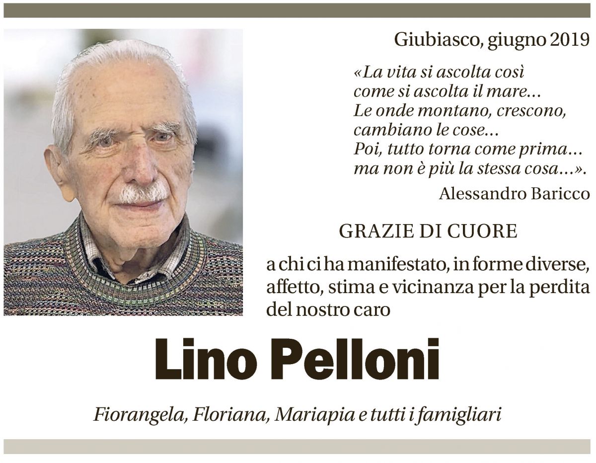 Annuncio funebre Lino Pelloni