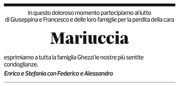 Annuncio funebre Mariuccia Giavatto Ghezzi