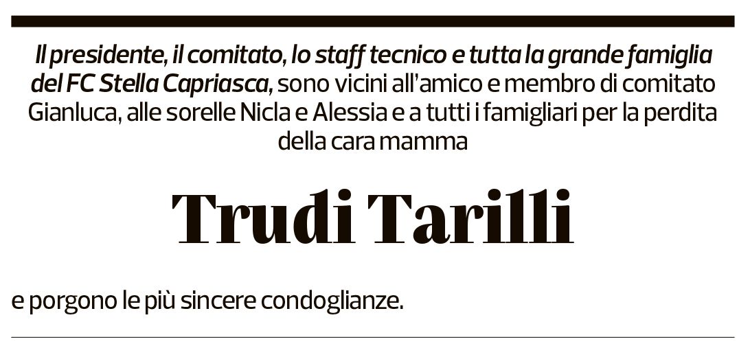 Annuncio funebre Trudi Tarilli