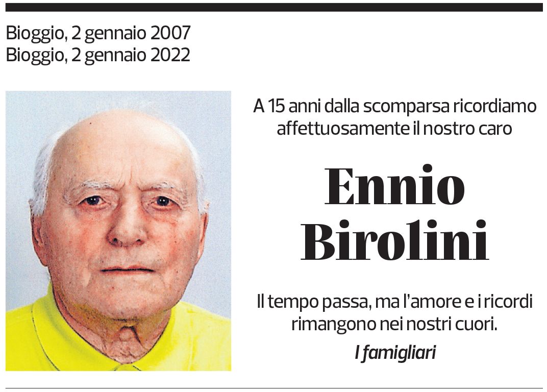 Annuncio funebre Ennio Birolini