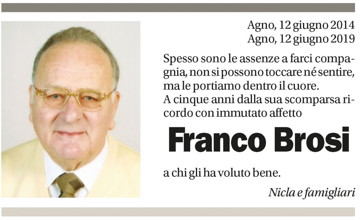 Annuncio funebre Franco Brosi