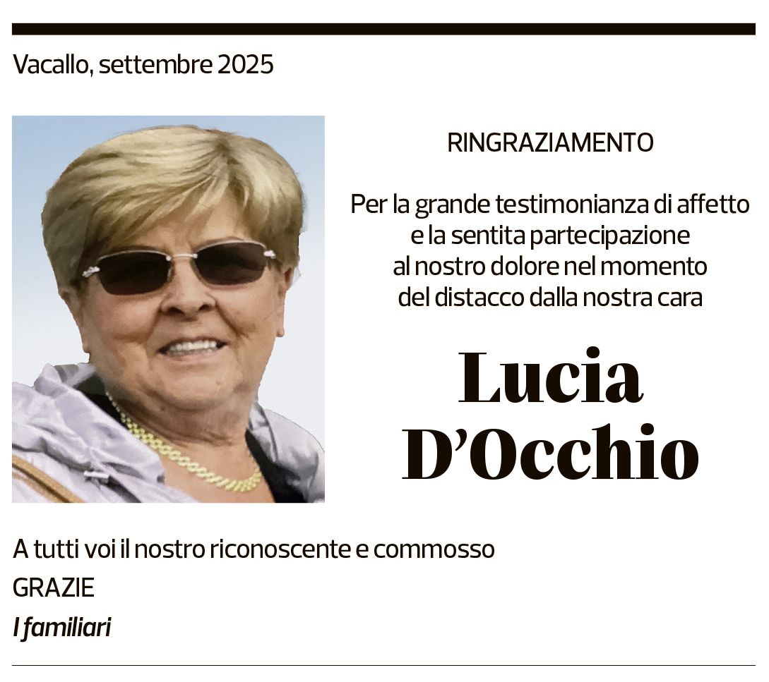 Annuncio funebre Lucia D'occhio