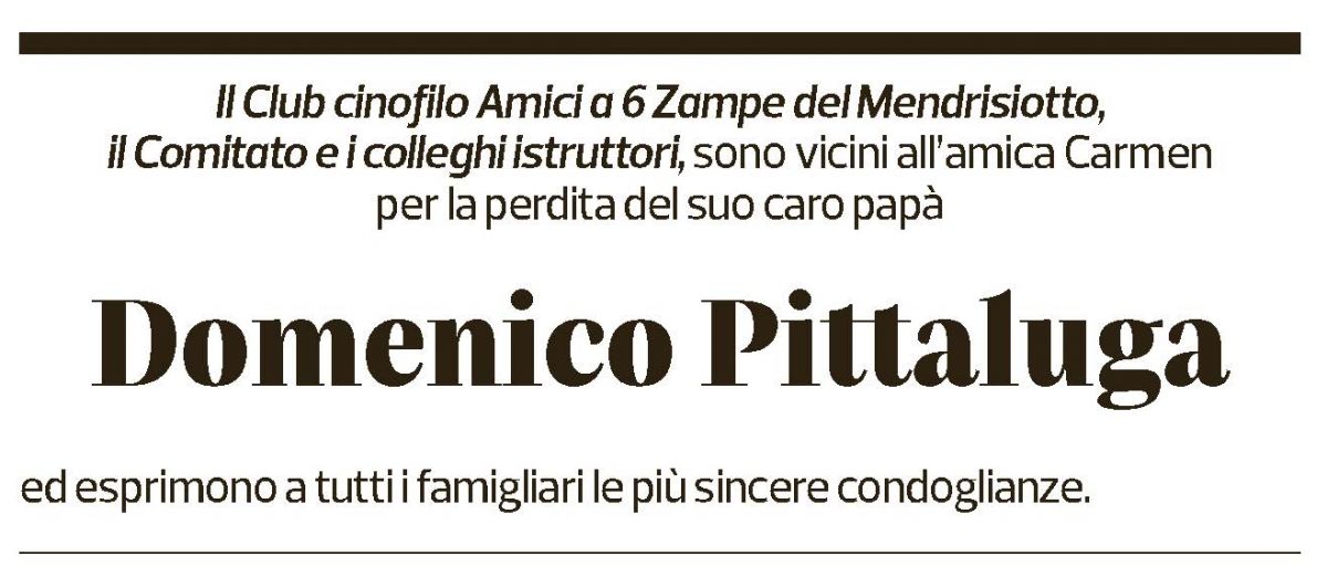 Annuncio funebre Domenico Pittaluga