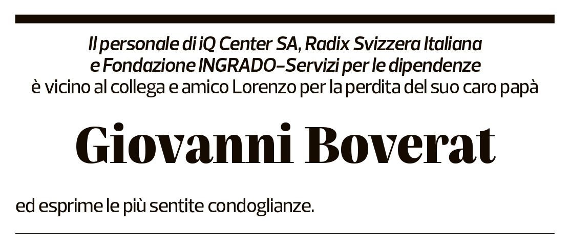 Annuncio funebre Giovanni Boverat