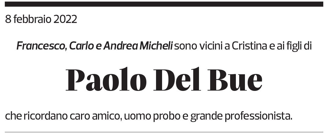 Annuncio funebre Paolo Del Bue