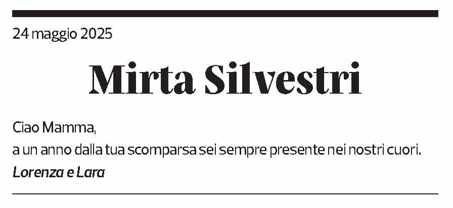 Annuncio funebre Mirta Silvestri