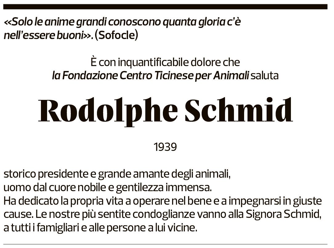 Annuncio funebre Rodolphe Schmid