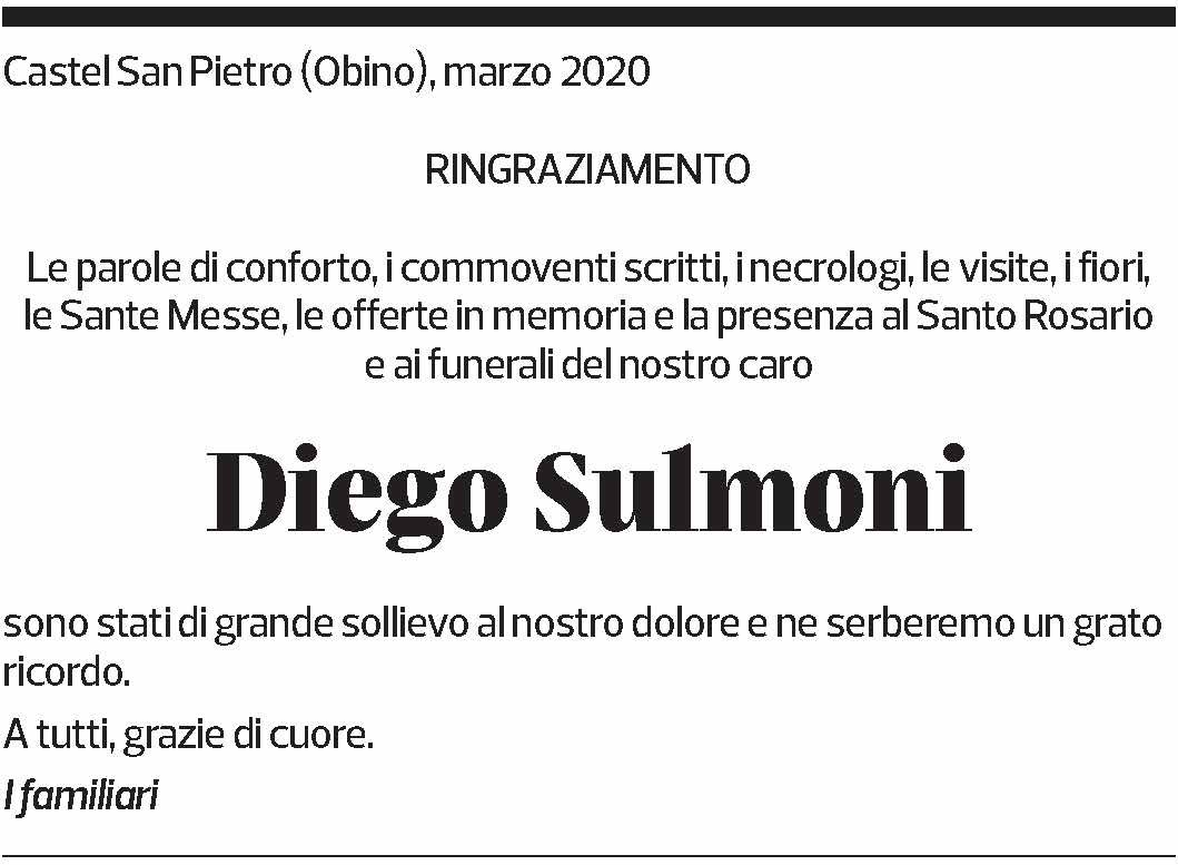 Annuncio funebre Diego Sulmoni