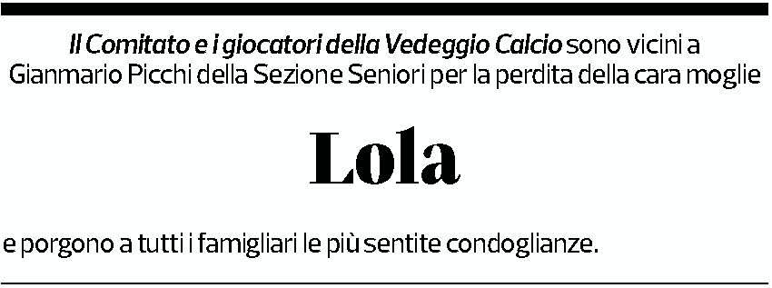 Annuncio funebre Lola Picchi