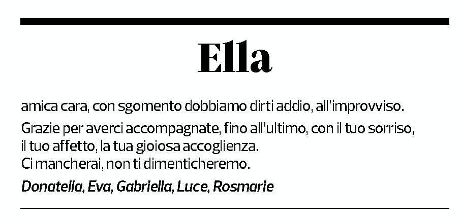 Annuncio funebre Ella Pagani