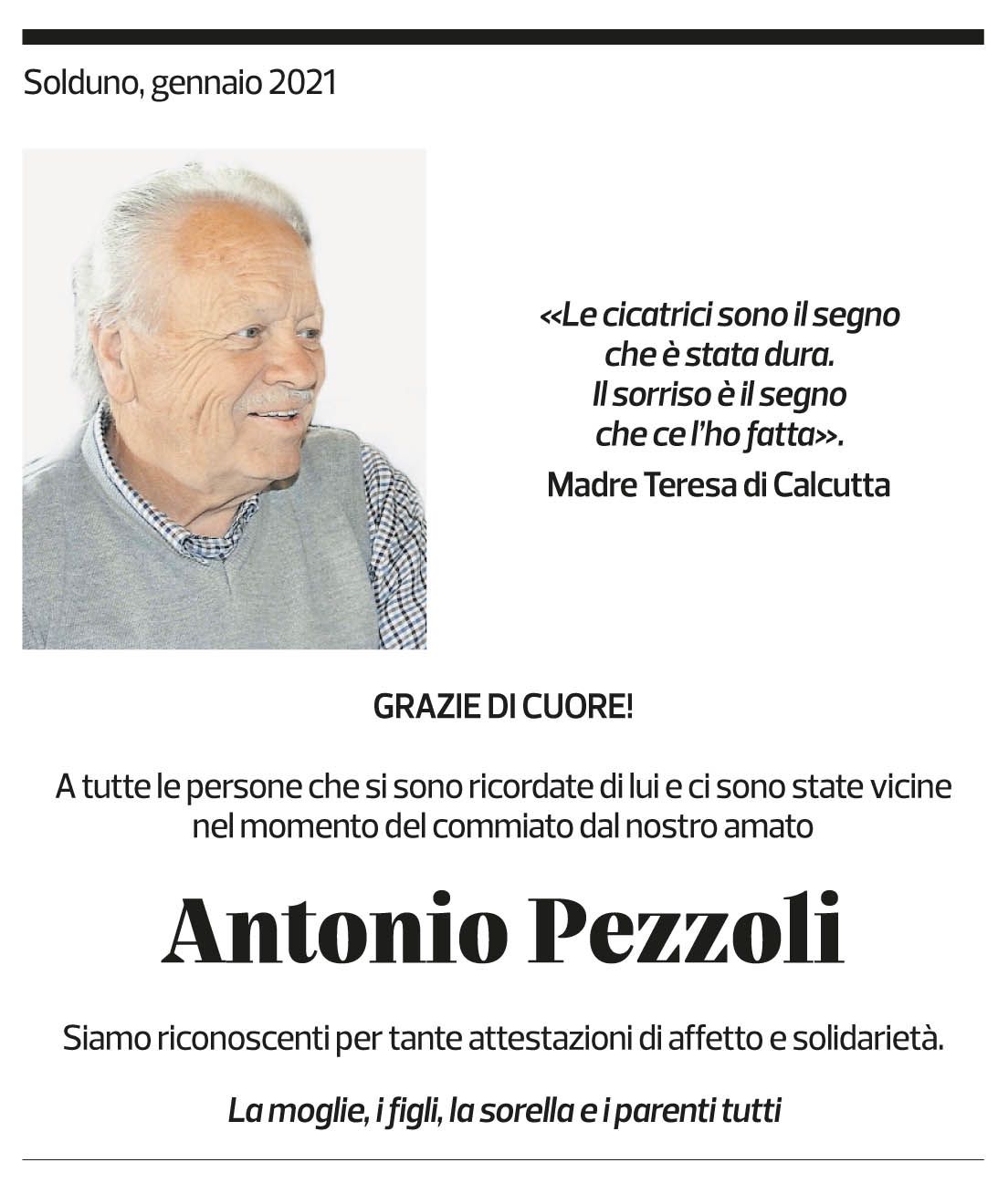 Annuncio funebre Antonio Pezzoli