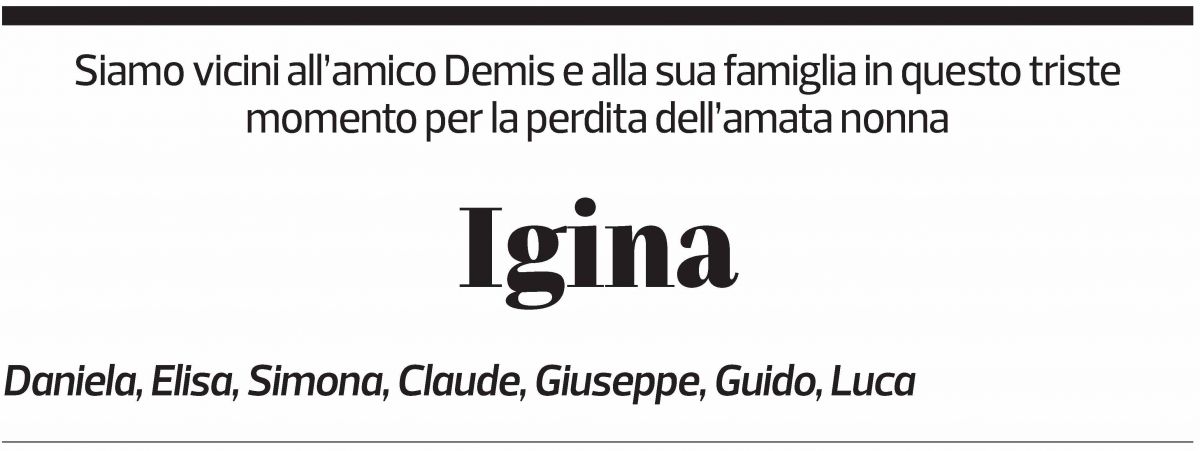 Annuncio funebre Igina 