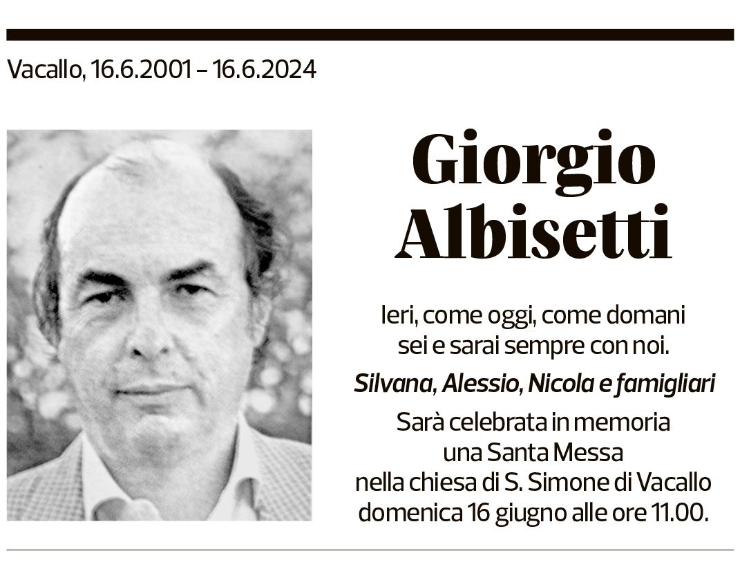 Annuncio funebre Giorgio Albisetti