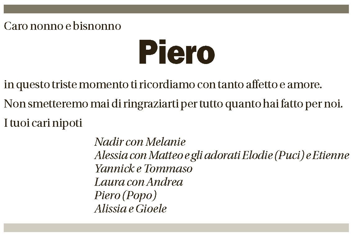 Annuncio funebre Piero Ferrari