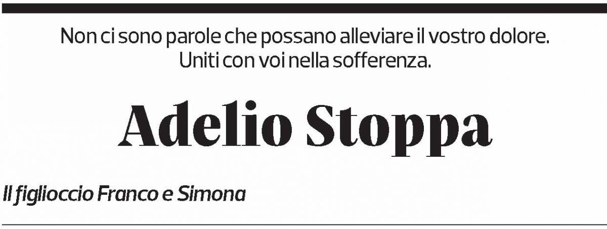 Annuncio funebre Adelio Stoppa