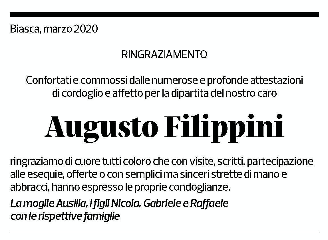 Annuncio funebre Augusto Filippini
