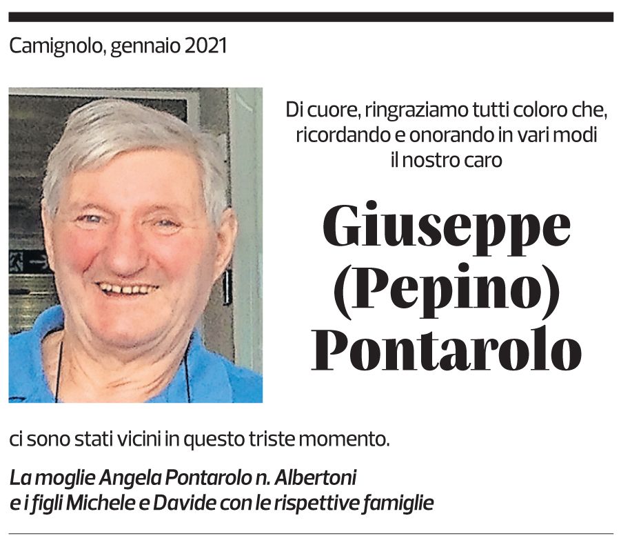 Annuncio funebre Giuseppe (pepino) Pontarolo