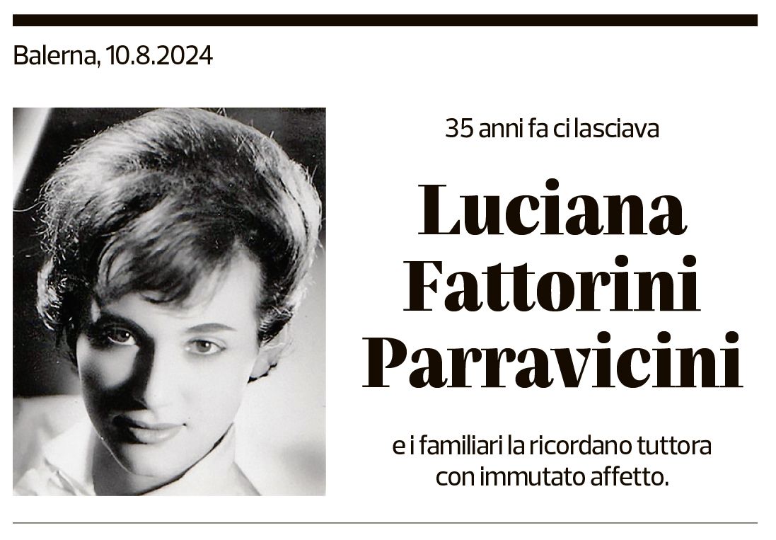 Annuncio funebre Luciana Fattorini Parravicini