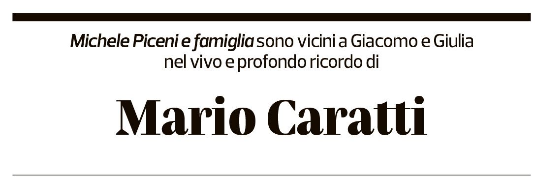 Annuncio funebre Mario Caratti