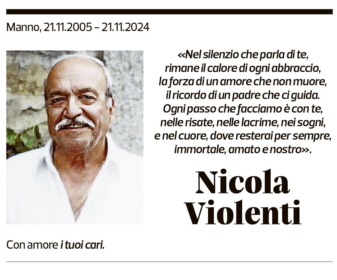 Annuncio funebre Nicola Violenti