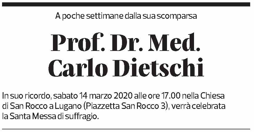 Annuncio funebre Carlo Dietschi
