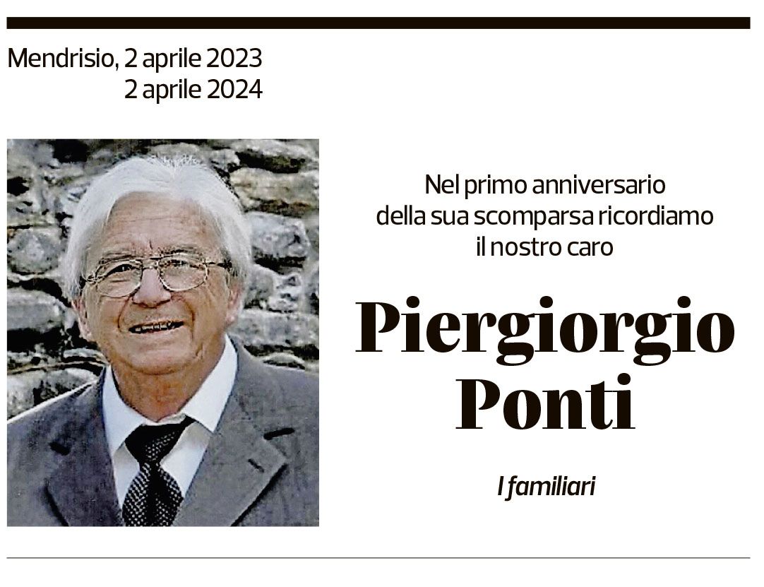 Annuncio funebre Piergiorgio Ponti