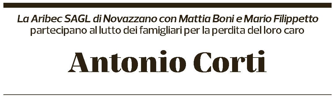 Annuncio funebre Antonio Corti