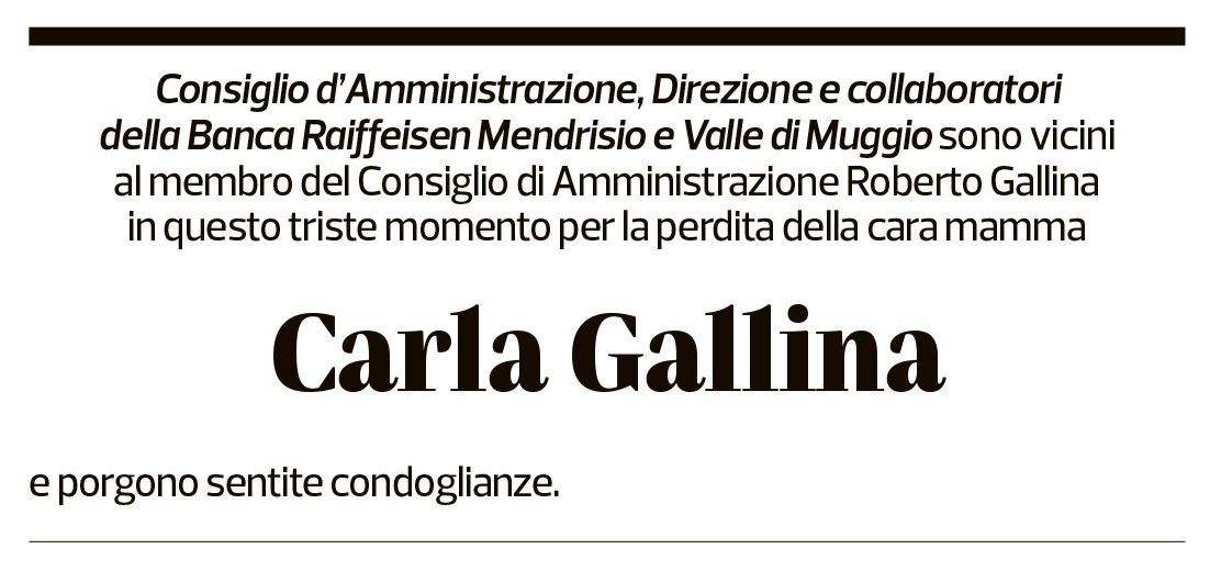 Annuncio funebre Carla Gallina