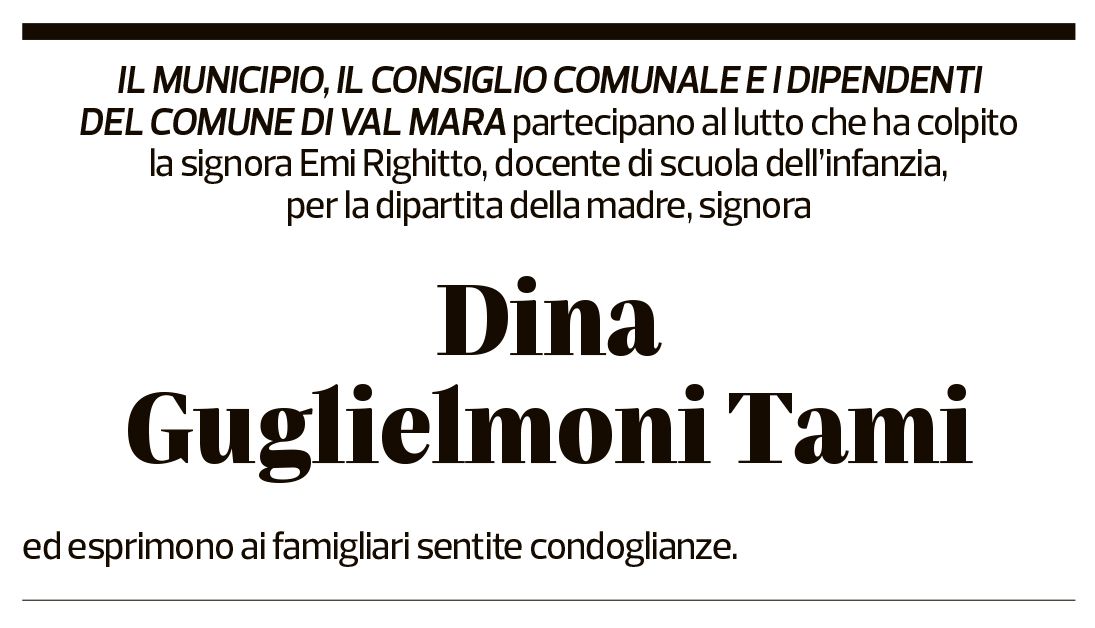 Annuncio funebre Dina Guglielmoni Tami