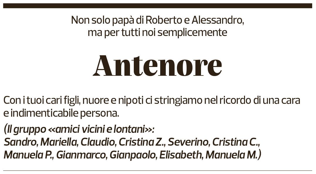 Annuncio funebre Antenore Valenti