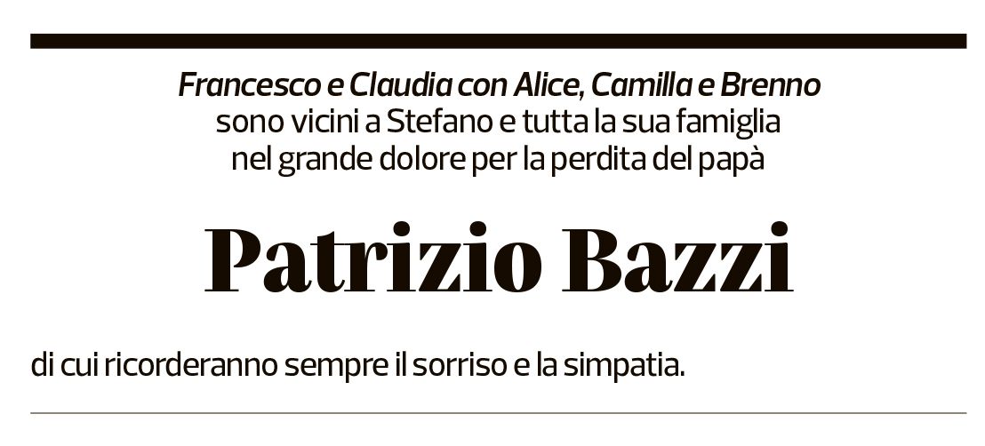 Annuncio funebre Patrizio Bazzi