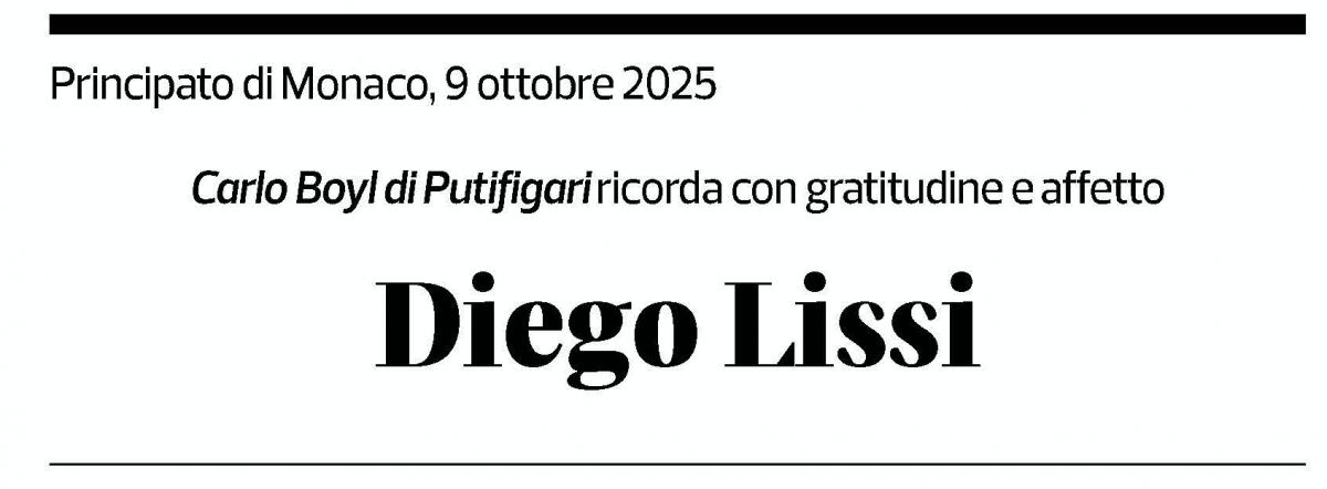 Annuncio funebre Diego Lissi