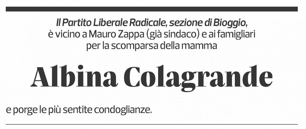 Annuncio funebre Albina Colagrande