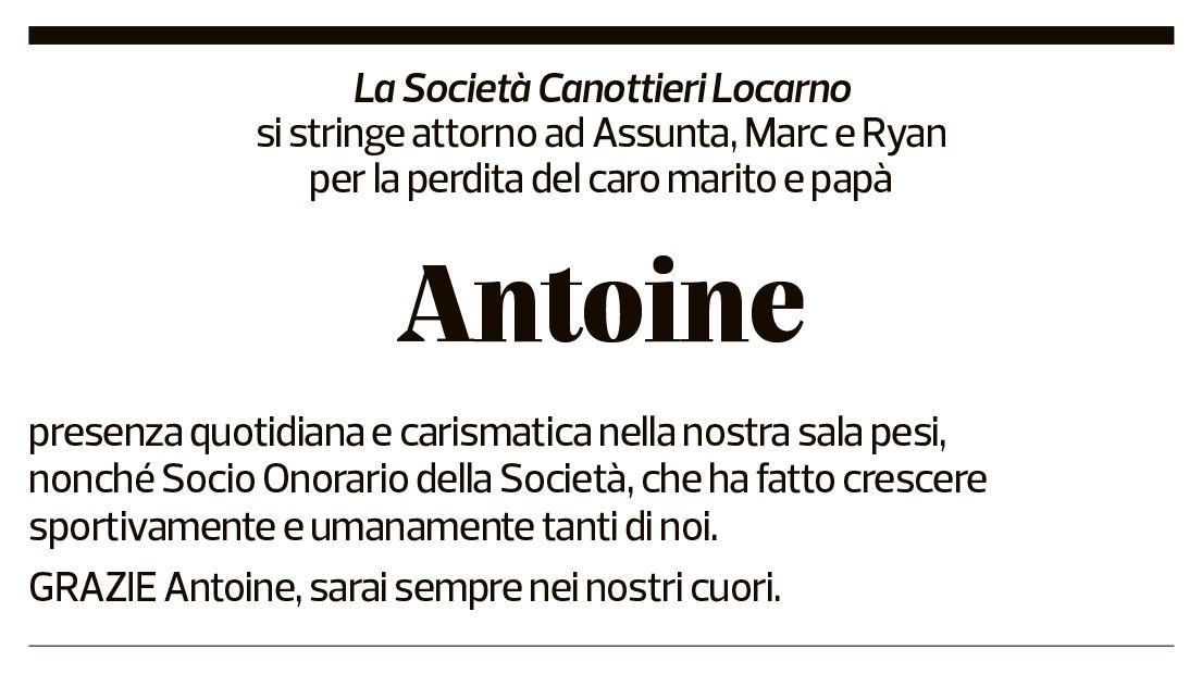 Annuncio funebre Antoine 