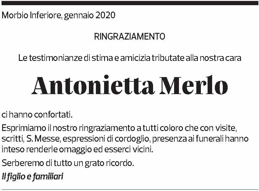Annuncio funebre Antonietta Merlo