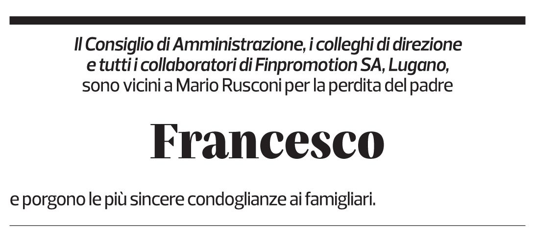 Annuncio funebre Francesco Rusconi