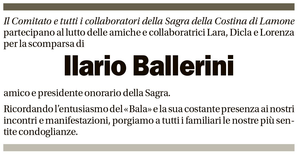 Annuncio funebre Ilario Ballerini