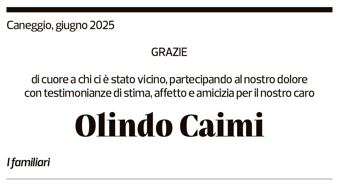 Annuncio funebre Olindo Caimi